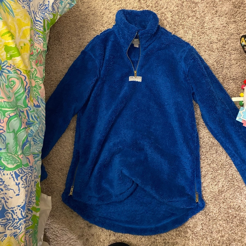 NWOT Lauren James Blue Sherpa Quarter Zip